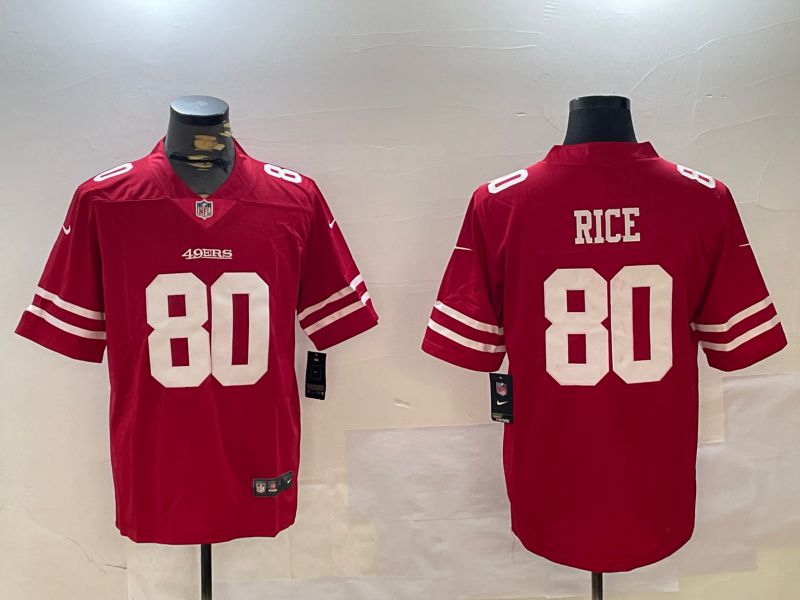 Men San Francisco 49ers #80 Rice Red Second generations 2024 Nike Limited NFL Jersey style 1->san francisco 49ers->NFL Jersey